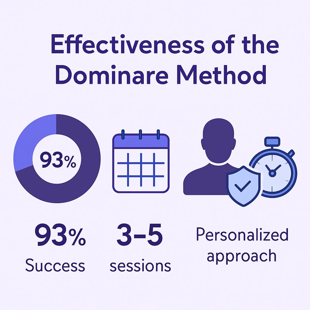 Eficácia do Método Dominare - 93% de sucesso, 3-5 sessões, 100% personalizado